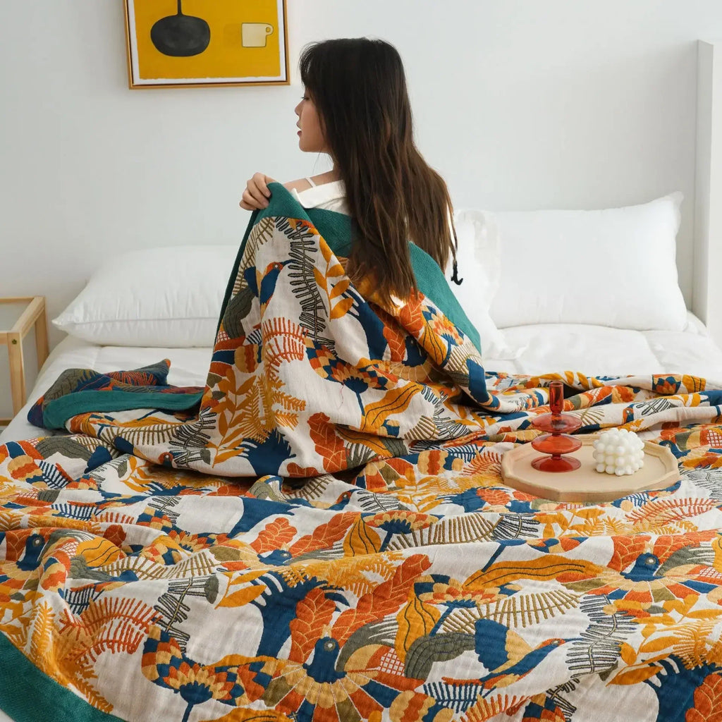 DecorBites™ Cotton Gauze Soft Throw Blanket for Bed and Sofa