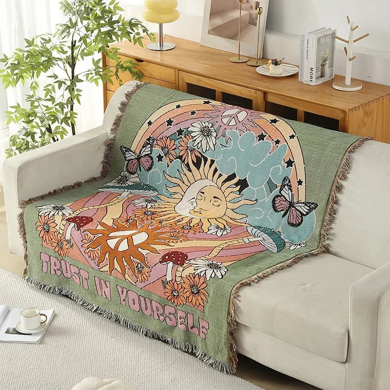 DecorBites™ Gothic Thread Double-sided Tapestry Blanket - Versatile Homestay and Outdoor Decoration