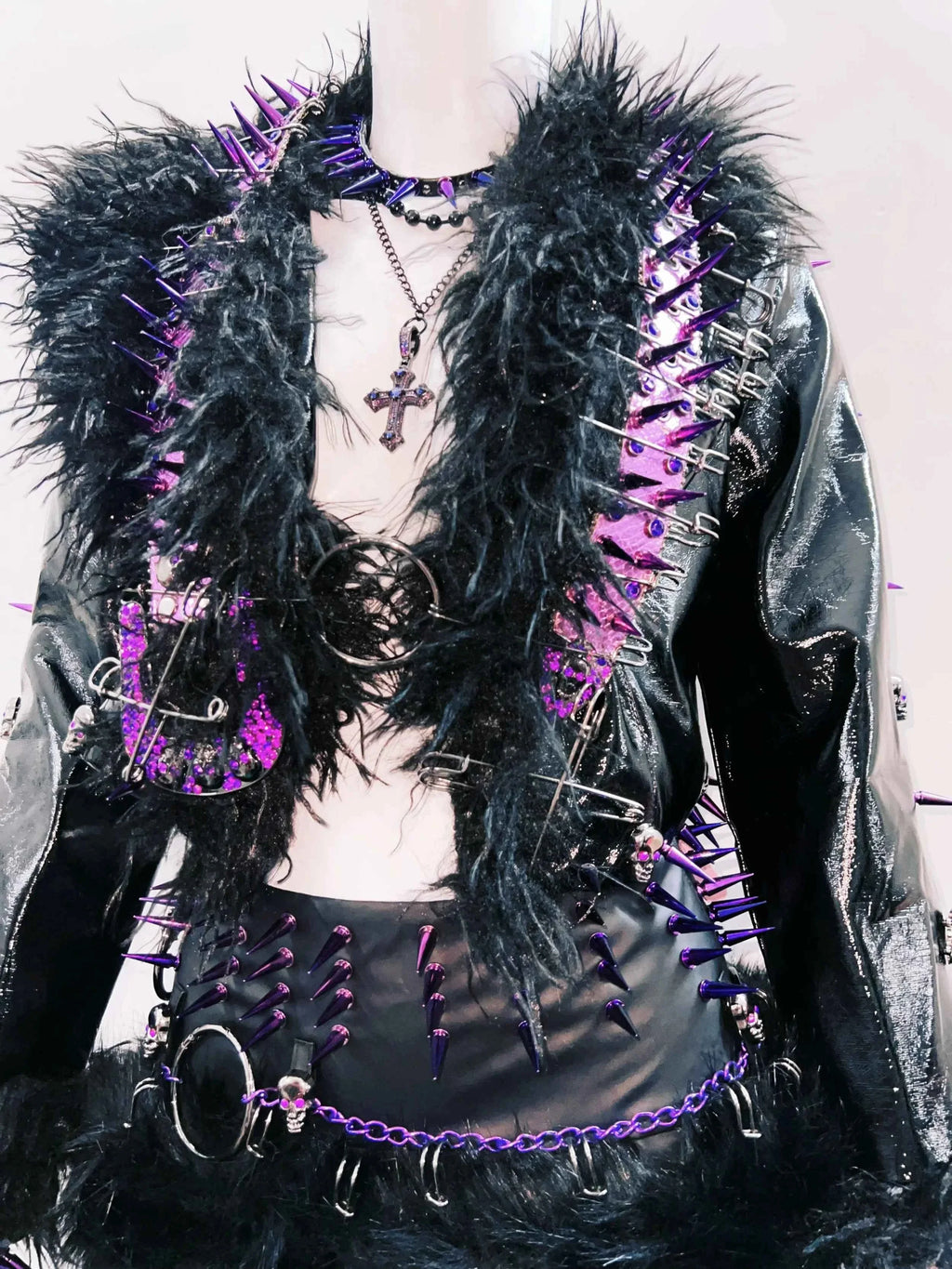Women's Rivet Leather jacket Skull Leather jacket Gothic Leather jacket