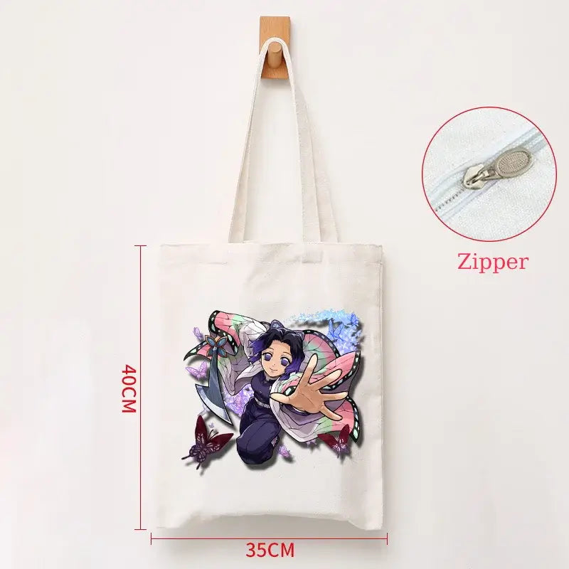 Demon Slayer Canvas Bag: Nezuko & Tanjiro Zipper Tote