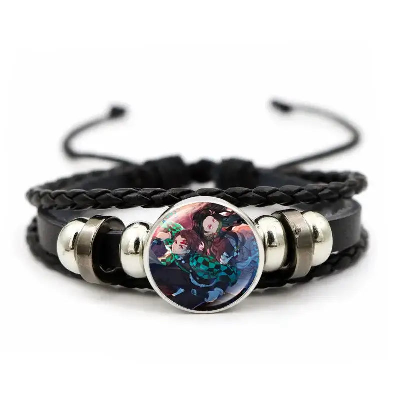 Demon Slayer Bracelet: Tanjiro & Nezuko Leather Charm