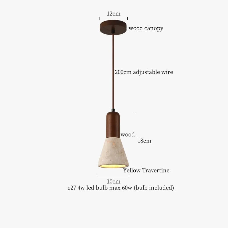 DecorBites™ Iron Yellow Travertine LED Pendant Light for Bedside Dining Living Room
