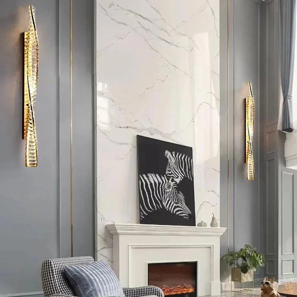 DecorBites™ Dimmable Crystal Wall Sconce | Luxury Gold Steel Light Fixture