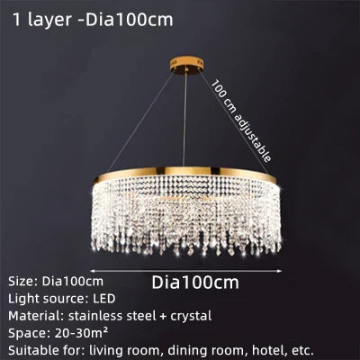 DecorBites™ Crystal Water Curtain Pendant Chandelier - Luxury LED Lighting for Home, Hotel, and More