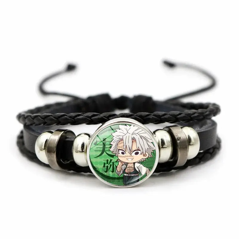Demon Slayer Bracelet: Tanjiro & Nezuko Leather Charm