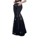 Goth Mall Flare Jeans Sexy Black Lace Patchwork High Waist Vintage Punk Grunge Streetwear