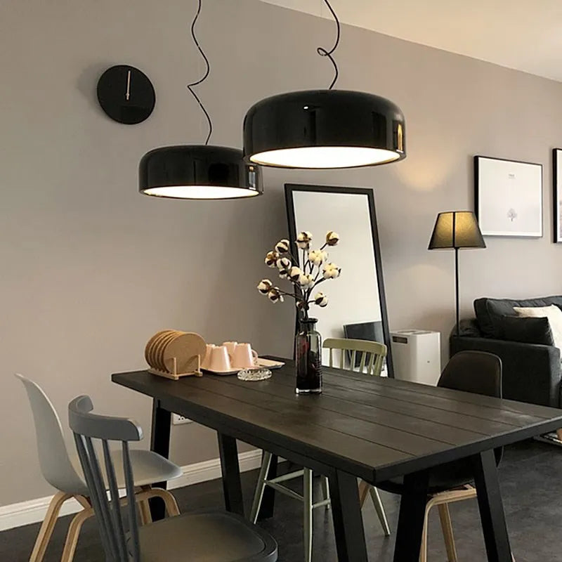 DecorBites™ Glossy Black Round Nordic Pendant Light for Dining Room and Bar Decor