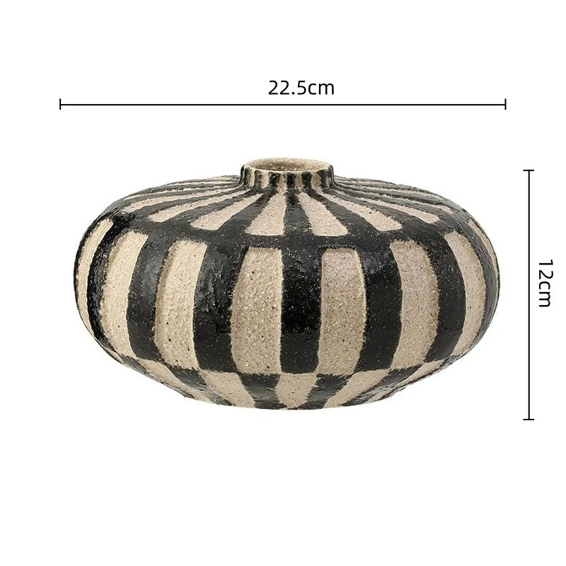 DecorBites™ Geometric Check Ceramic Vase for Home Decor and Floral Arrangements