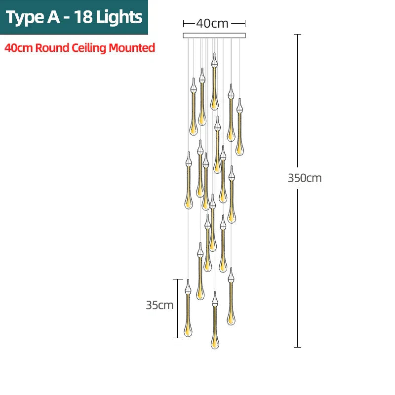 DecorBites™ Crystal Water Drop Chandeliers: Modern Luxury LED Lighting for Bedroom, Bar & Decor