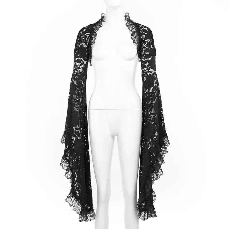 Gothic Classic Lace Flare Sleeve Blouse Y2K Rave