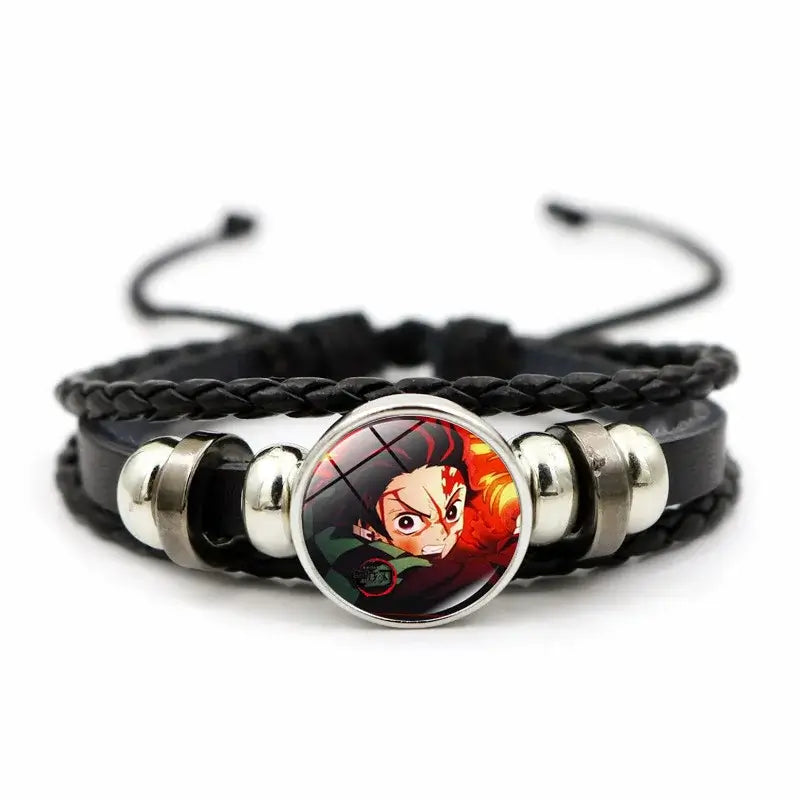 Demon Slayer Bracelet: Tanjiro & Nezuko Leather Charm