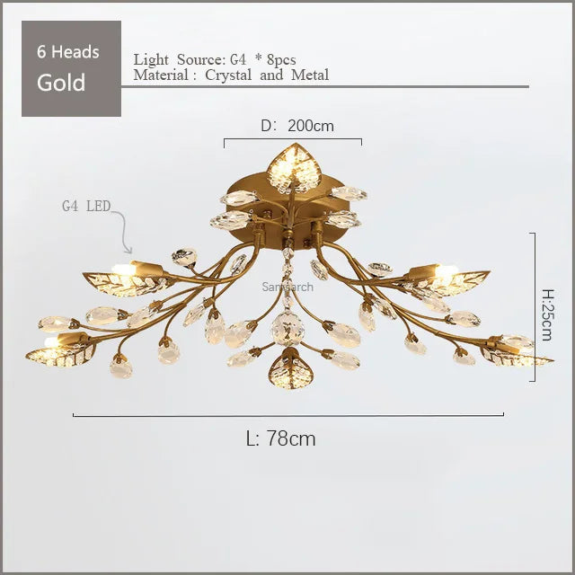 DecorBites™ Crystal Ceiling Chandelier LED Fixture Lights for Living Room Bedroom by Samsarah Lighting