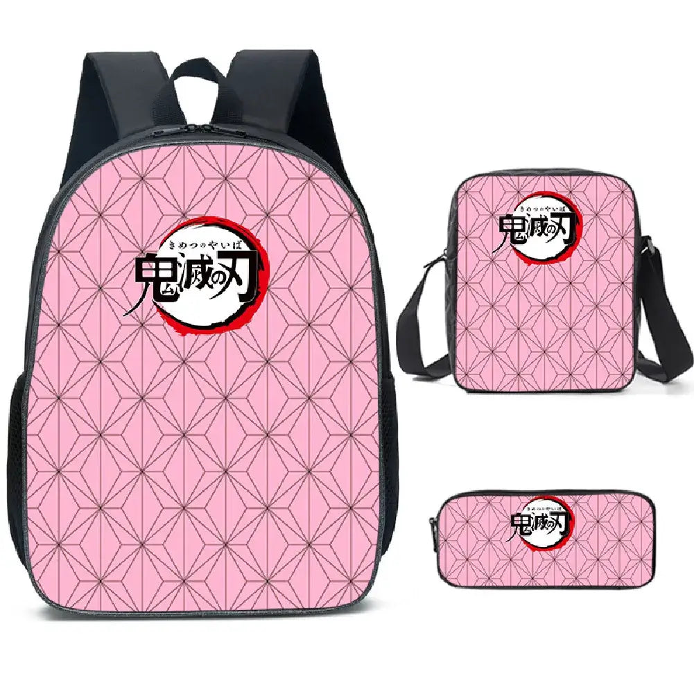 Demon Slayer Backpack: Nezuko 3-Piece Schoolbag Set