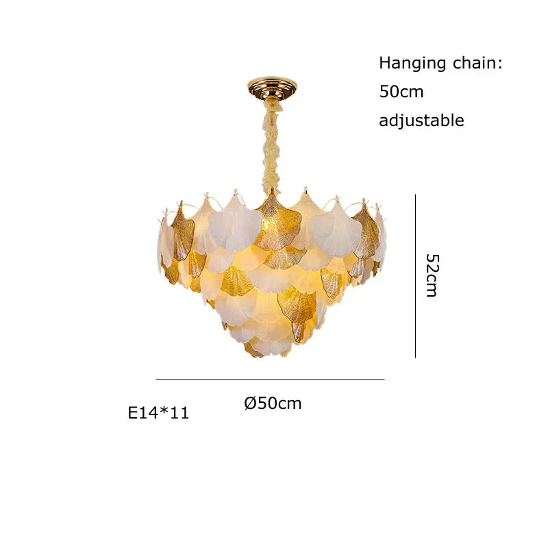 DecorBites™ Ginkgo Art Deco Dimmable Chandelier for Dinning Room