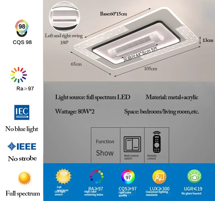 DecorBites™ LED Bladeless Ceiling Fan with Remote Control for Modern Living Room