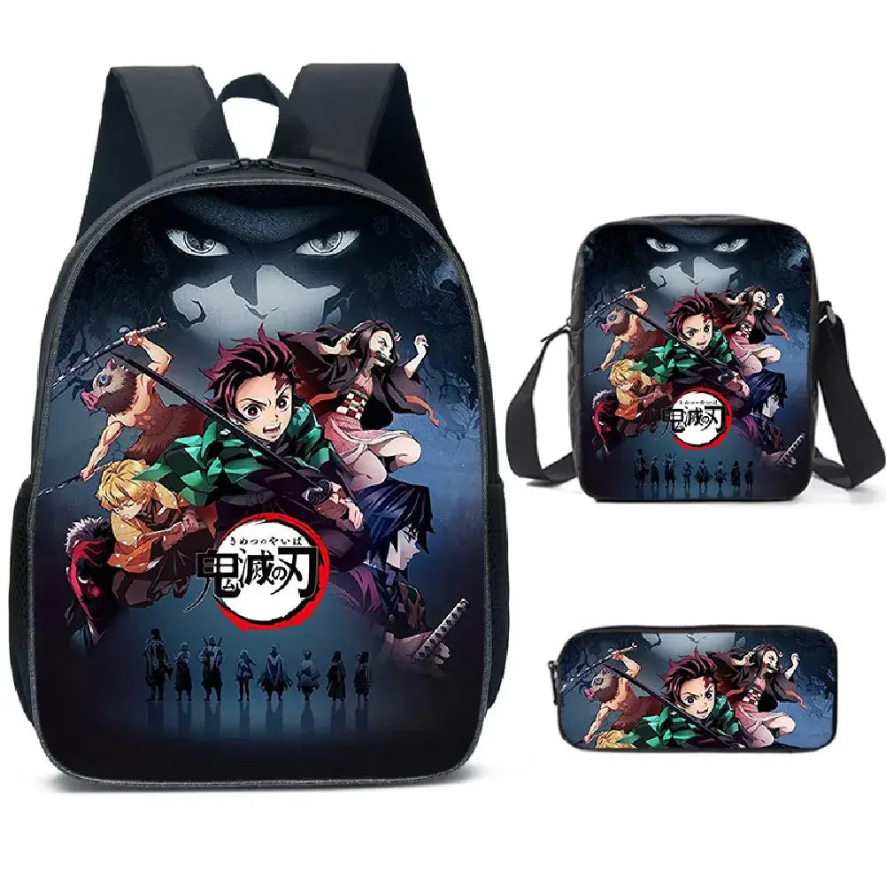 Demon Slayer Backpack: Nezuko 3-Piece Schoolbag Set