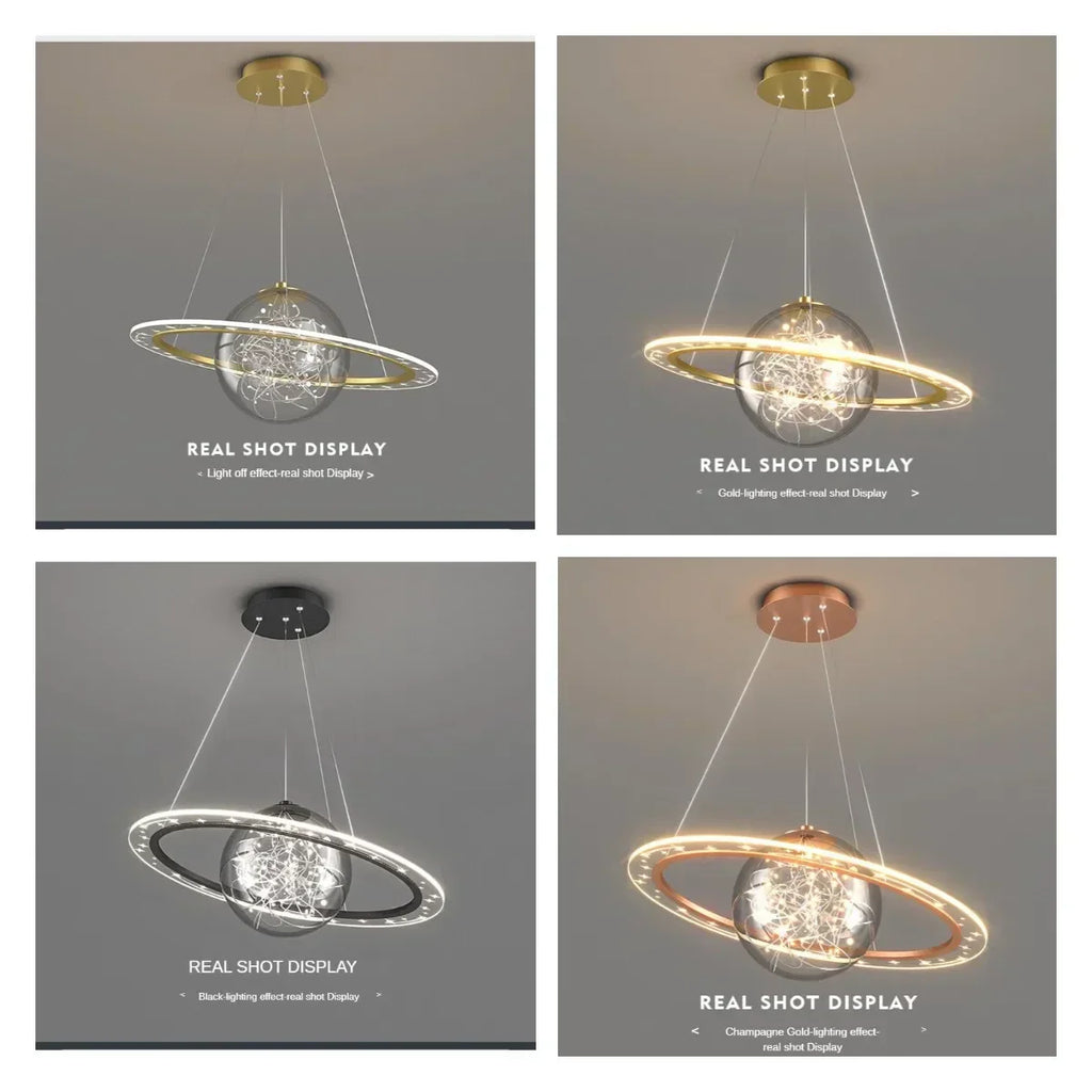 DecorBites™ Gold Acrylic Nordic Chandelier LED Pendant Lamp for Luxury Interior Lighting
