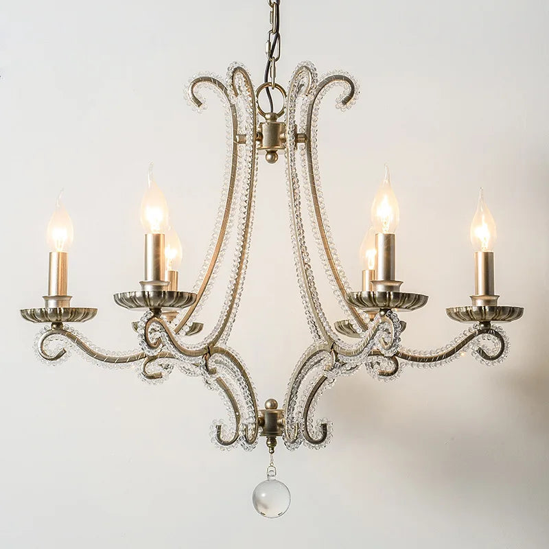 DecorBites™ Crystal LED Chandelier: French Living Room Retro E14 Pendant Light for Home Decor