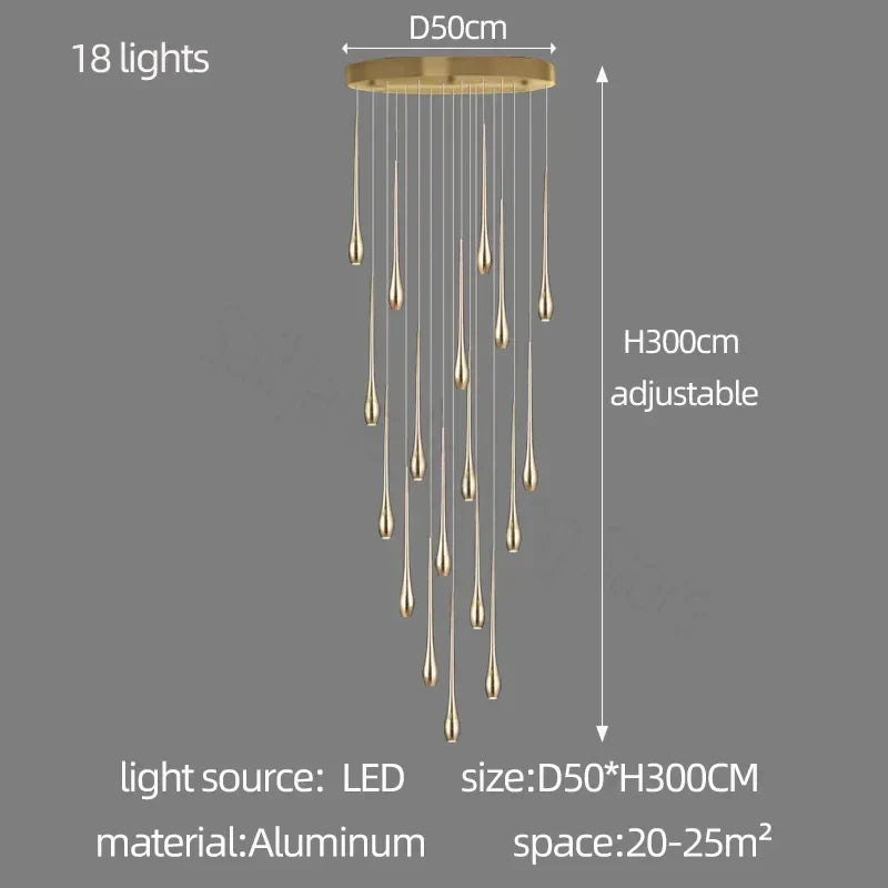DecorBites™ Gold-Plated Modern Chandeliers for Living Room, Staircase, Restaurant, Kitchen