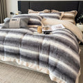 DecorBites™ Cozy Faux Fur Bedding Set: Gradient Rabbit Fur Plush Cover Sheet Pillowcases