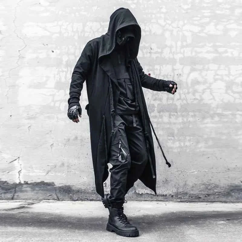 Men's Large Size Windbreaker Gothic Style Hoodie Long