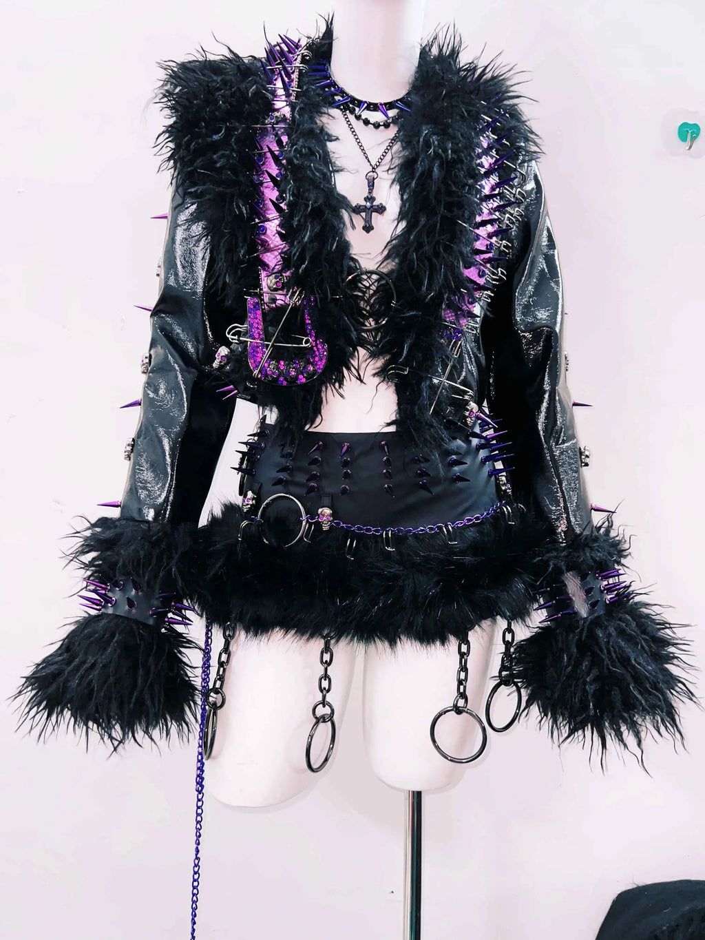 Women's Rivet Leather jacket Skull Leather jacket Gothic Leather jacket