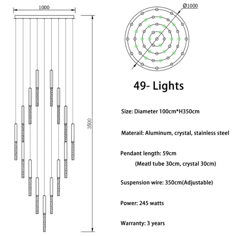DecorBites™ Crystal LED Chandelier: Stylish Lighting for Staircase & Living Room