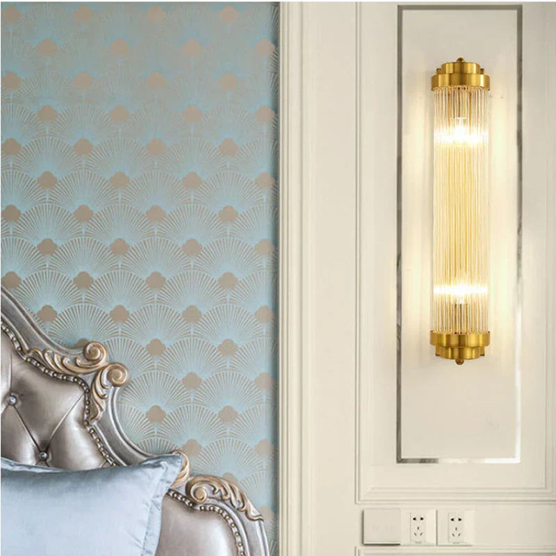 DecorBites™ Crystal Wall Sconce: Modern Living Room Bedside Light Fixture Glass Gold Luminaire