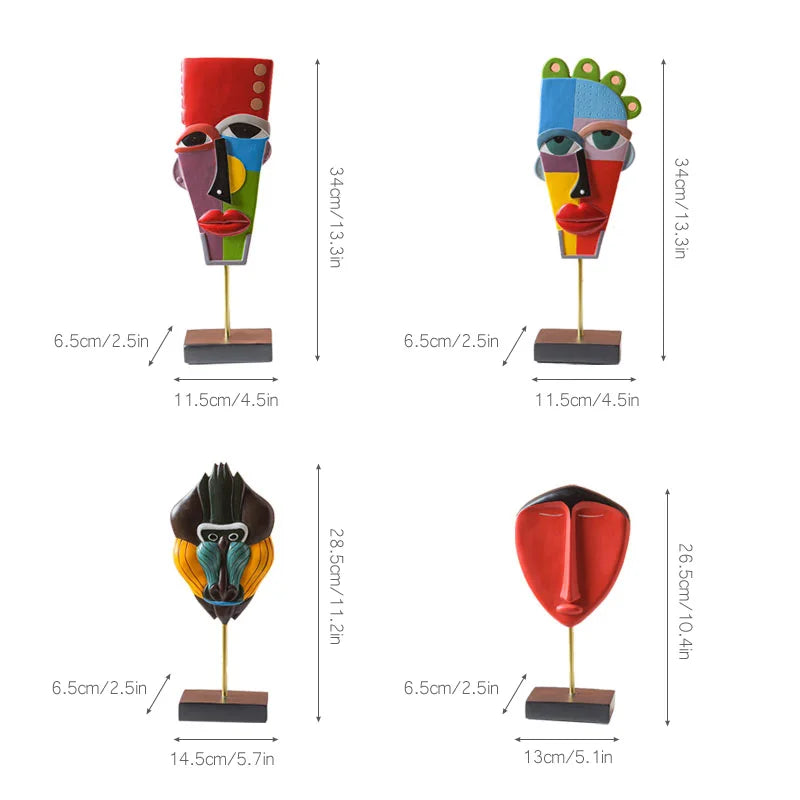 DecorBites™ African Abstract Face Monkey Sculpture for Modern Home Decor