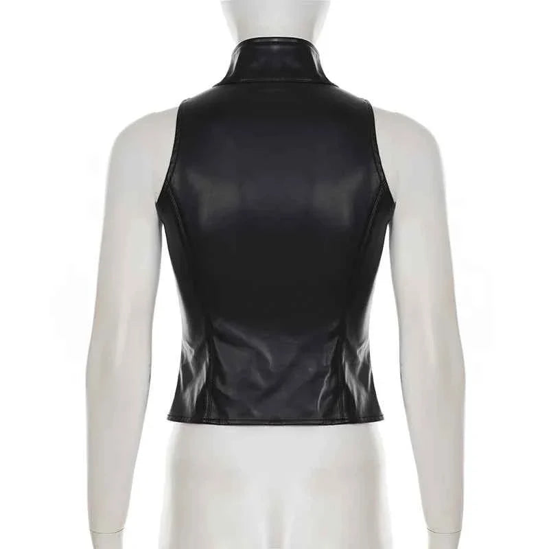 Retro Punk Pu Leather T-shirt and Combination Arm Sleeves