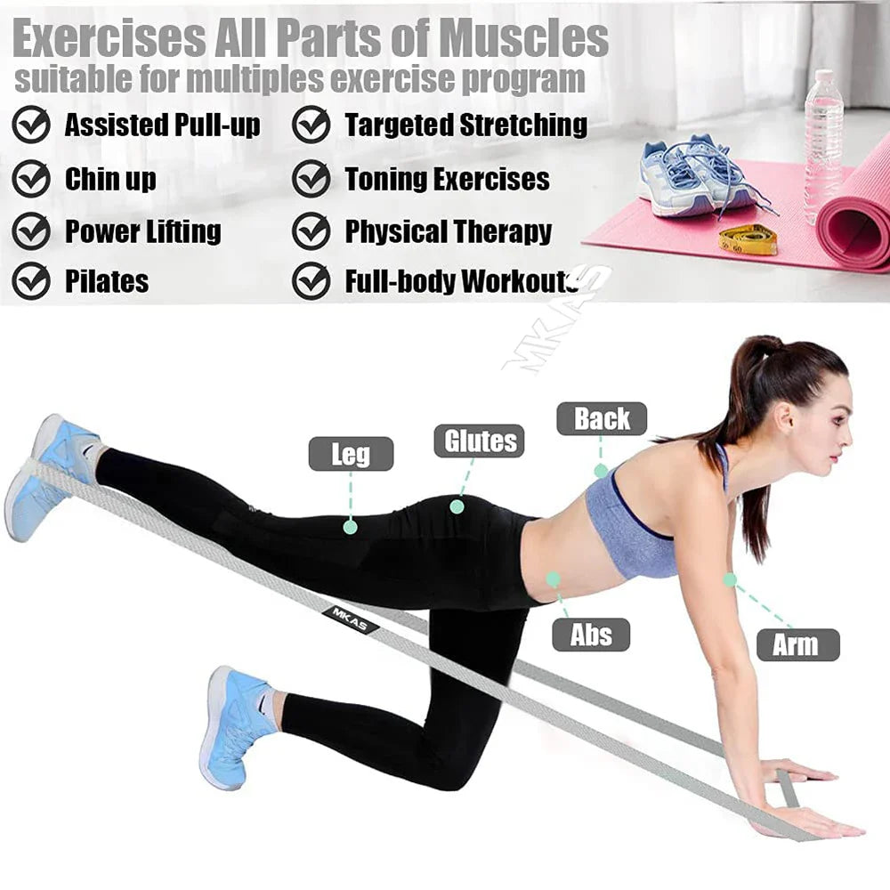 MKAS Long Resistance Loop Band Set Unisex Fitness Yoga Elastic Bands