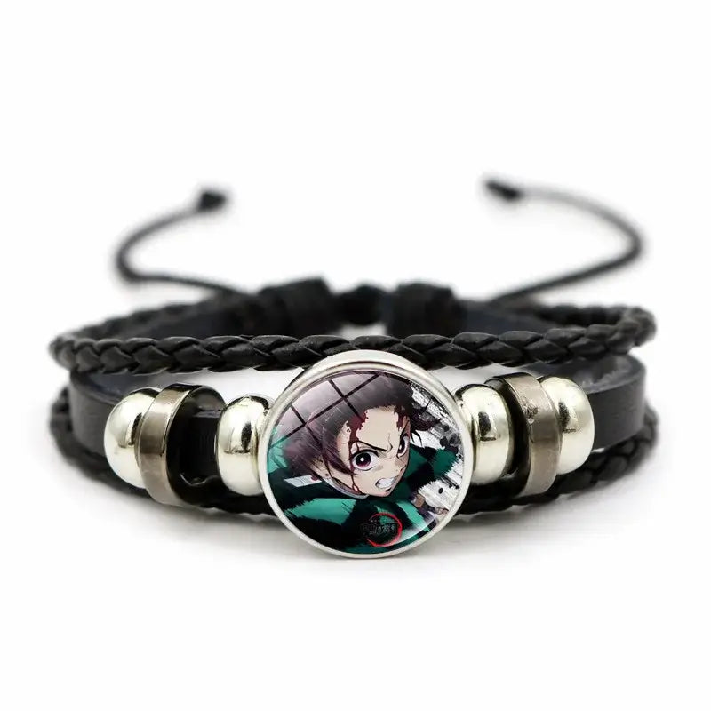 Demon Slayer Bracelet: Tanjiro & Nezuko Leather Charm