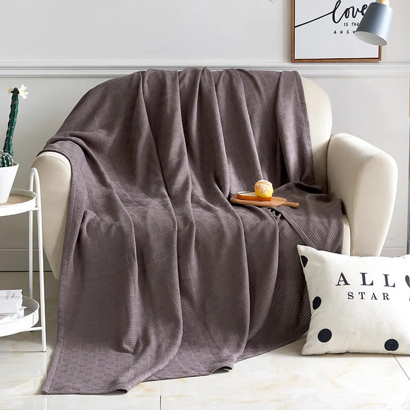 DecorBites™ Cotton Waffle Towel Quilt Single Blanket for Office & Picnics
