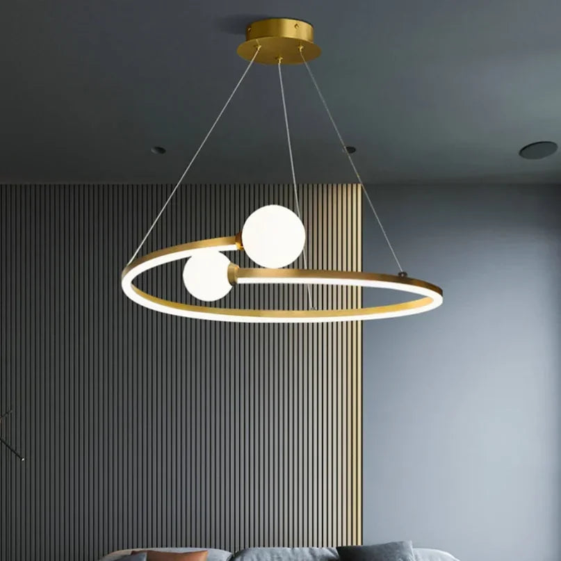 DecorBites™ Gold Nordic Ring LED Ceiling Chandelier for Dining Room & Kitchen Island