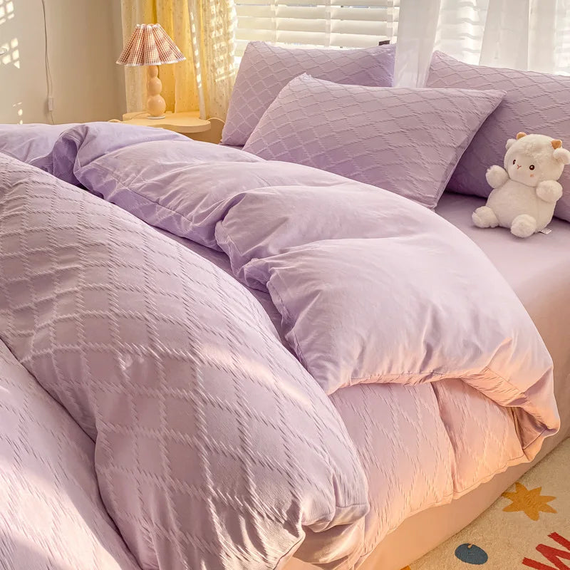 DecorBites™ Fresh Bubble Yarn Fabric Bedding Set - Soft, Breathable Duvet Cover with Sheet