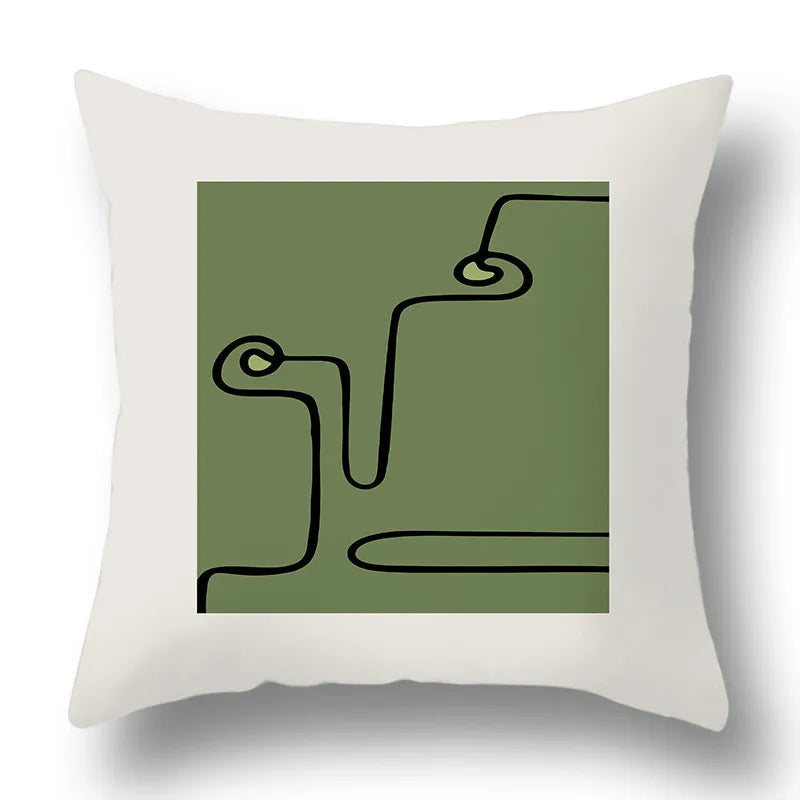 DecorBites™ Green Plants Geometric Print Pillow Cover - Home Sofa Cushion Cover