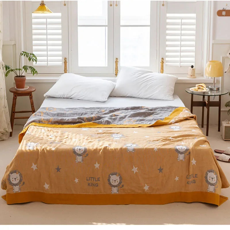 DecorBites™ Cotton Gauze Boho Throw Blanket - Cozy Bedspread & Sofa Cover