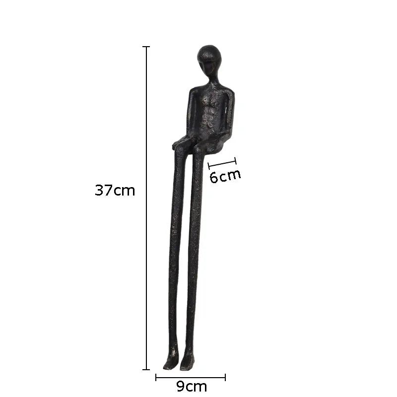 DecorBites™ Black Character Metal Statue Desk Ornament Sculpture Home Decor Figure Artwork
