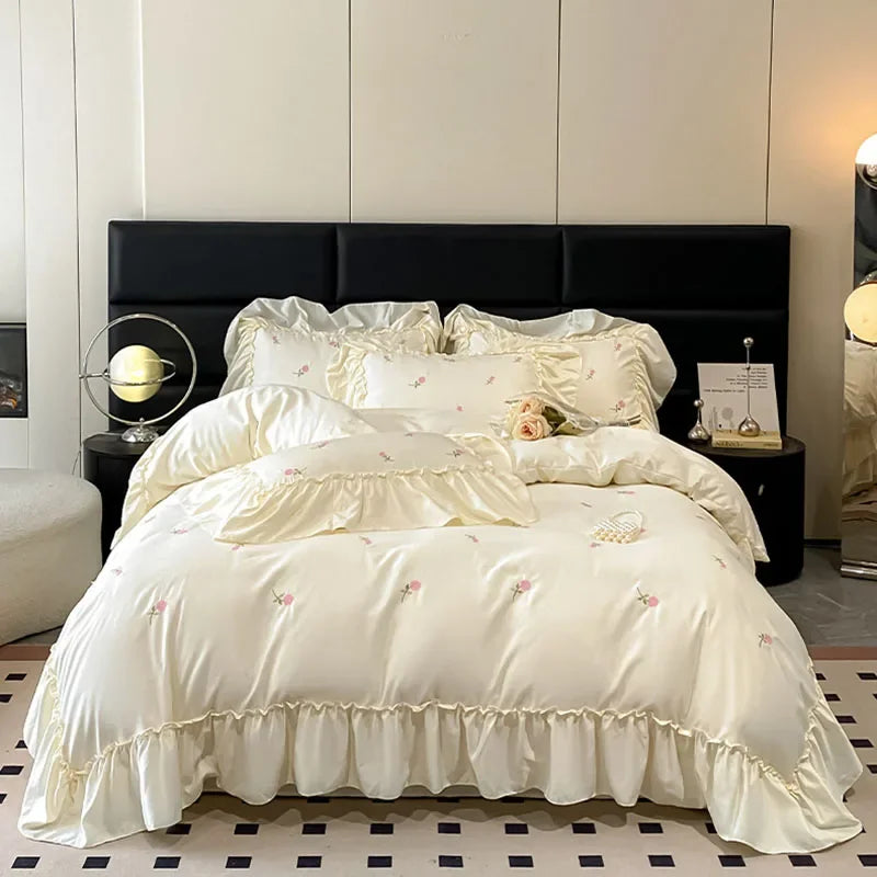 DecorBites™ Lace Embroidered Cooling Comforter Cover Set - Silky Cozy Bedding Sets