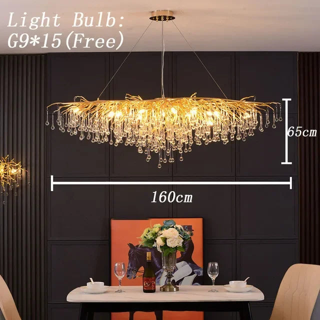DecorBites™ Crystal Drop Chandelier for Dining Living Room Bedroom Luxury Decor