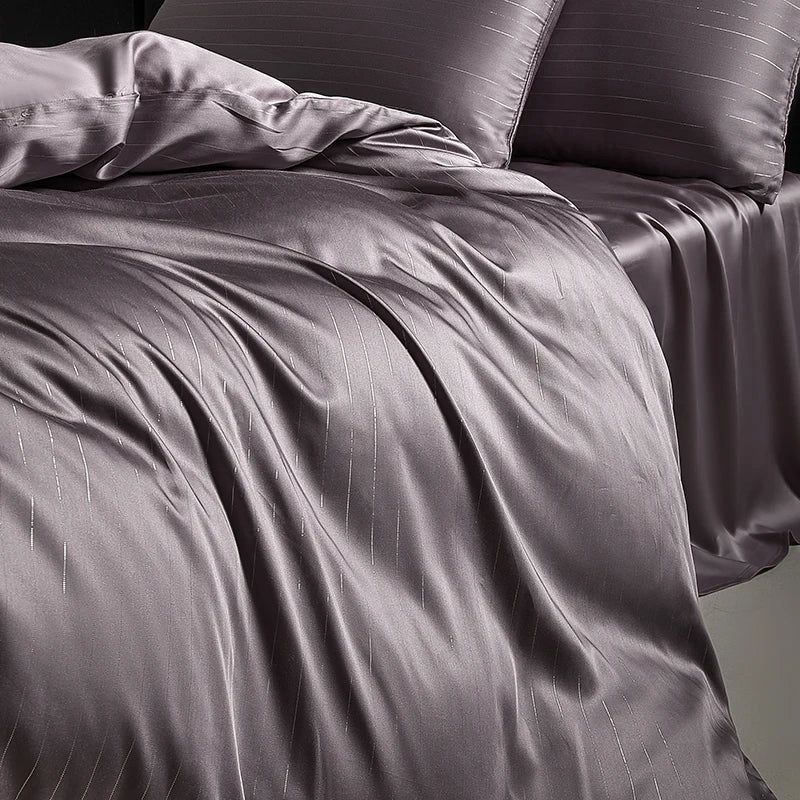 DecorBites™ Eucalyptus Fiber Dark Gray Bedding Set: Soft, Silky Duvet Cover, Bed Sheet, Pillowcases