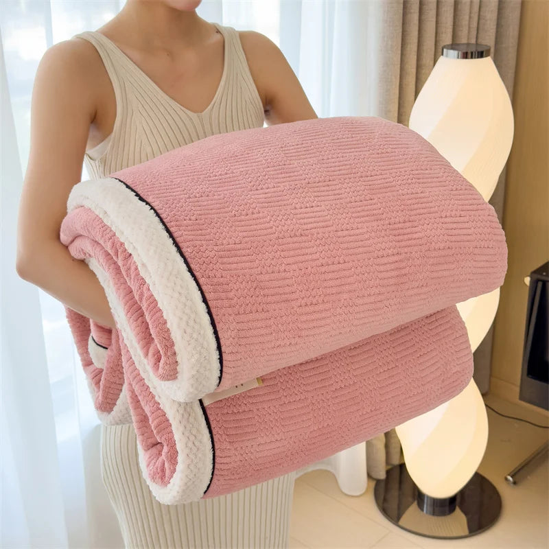 DecorBites™ Cozy Carved Velvet Blanket | Warm, Soft & Breathable | Autumn Winter Sofa Bed Throw