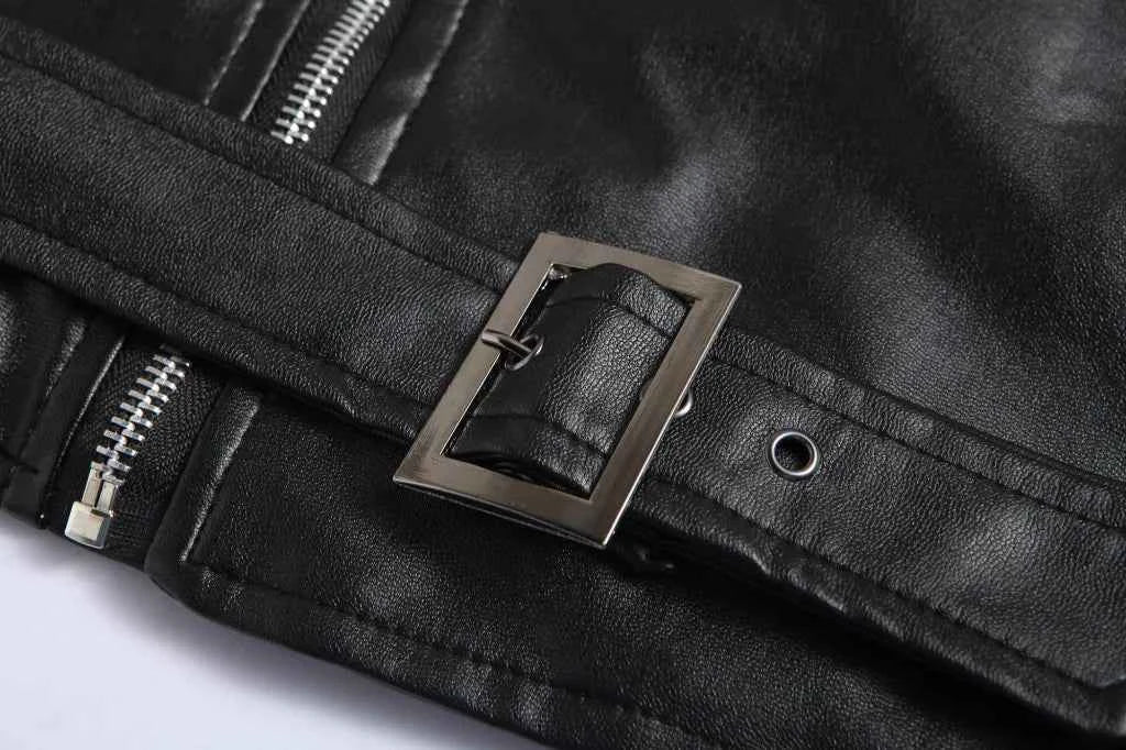 Men's PU Leather Motorcycle Fashion Slim Fit Leather Coat