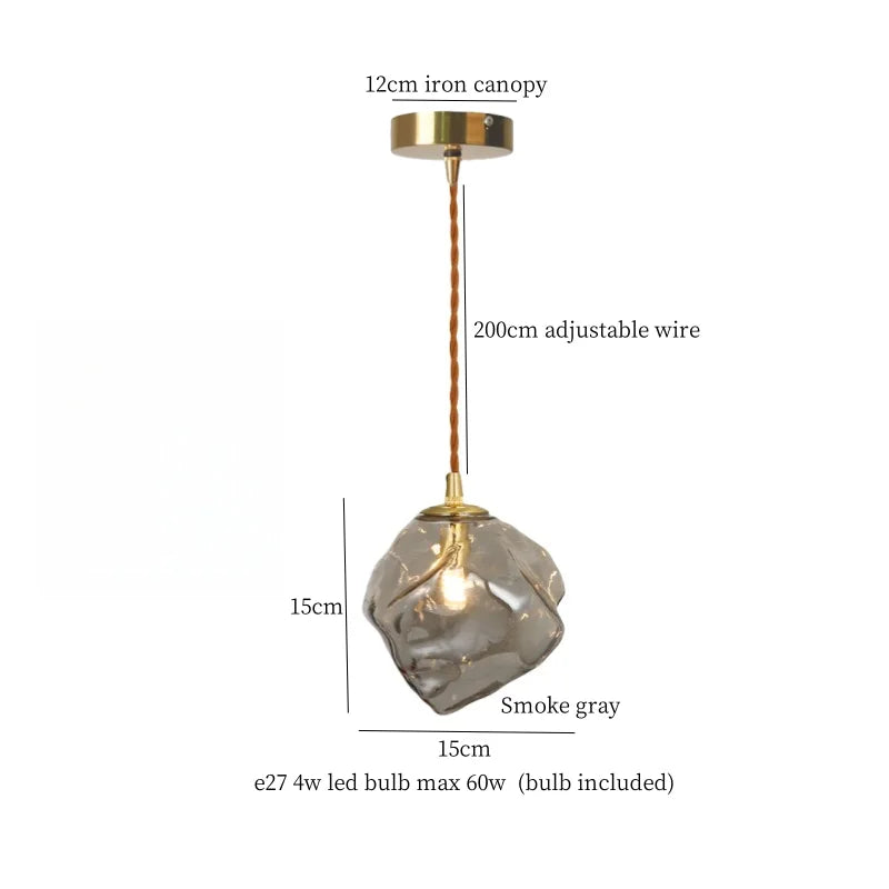 DecorBites™ Cracked Glass LED Pendant Light for Cafe Bar Kitchen Living Room