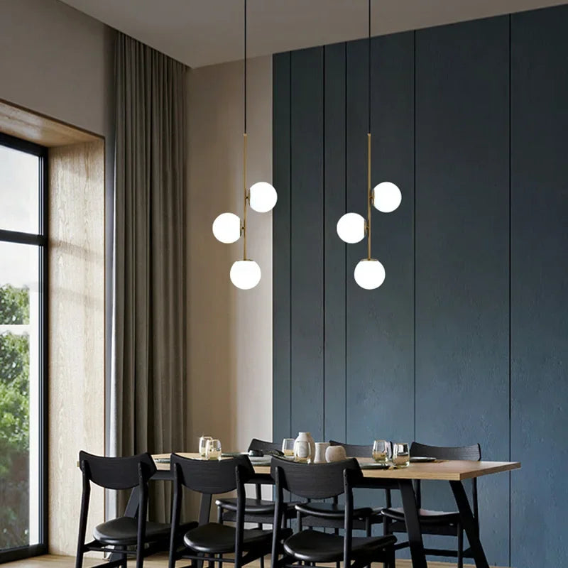 DecorBites™ Glass Ball LED Chandelier: Nordic Modern Pendant Light for Dining Room and Bedroom