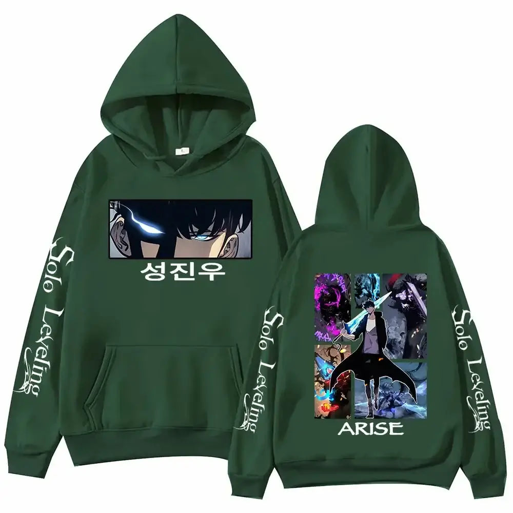 Solo Leveling Anime Hoodie – Harajuku Fleece Pullover