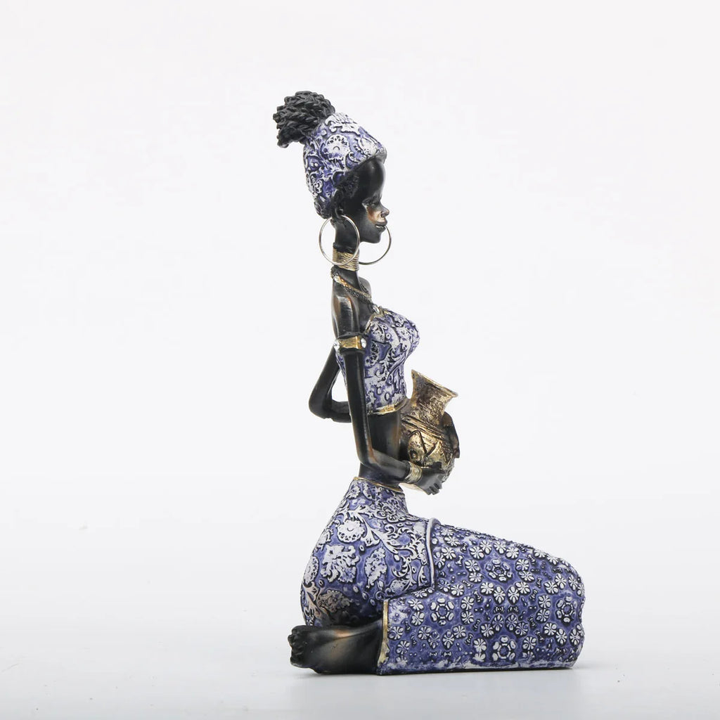 DecorBites™ African Woman Sculpture: Realistic Home Decor Figurine