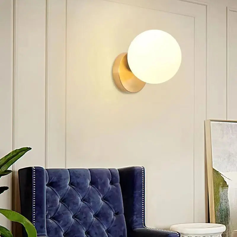 DecorBites™ Gold Glass Ball LED Wall Light for Living Room Bedroom Bathroom Decor