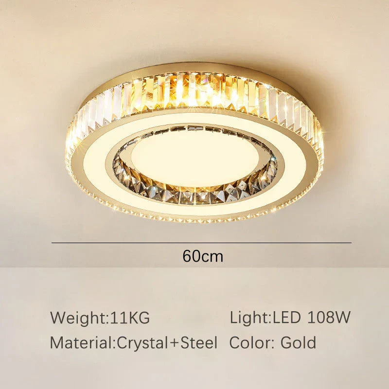 DecorBites™ Gold Crystal Double Layer Ceiling Chandelier LED Lamp Modern Luxury Home Decor