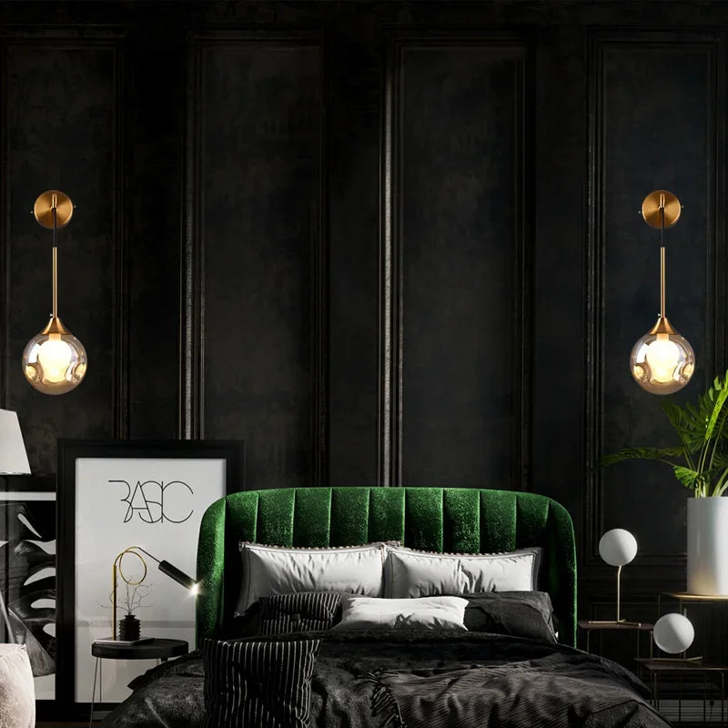 DecorBites™ Glass Ball Gold Wall Sconce - Modern Nordic Indoor Bedroom Light Fixture